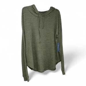 Scarlette Striped Green Hoodie Top